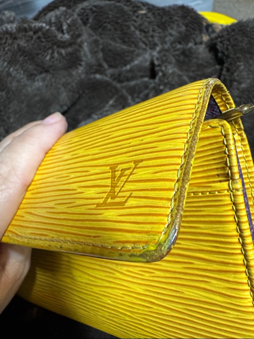 Louis Vuitton Yellow Epi Leather Continental Wallet with Embossed LV